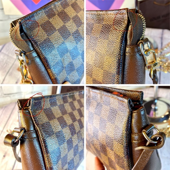 Louis Vuitton Damier Ebene cosmetic Trousse pouch Crossbody bag charm keychain - Picture 9 of 16